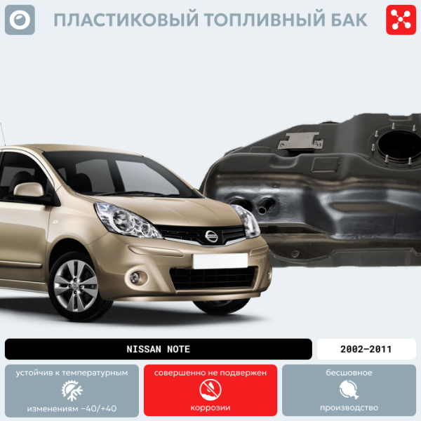 Купить Пластиковый бензобак Nissan Note, 2002-2011 г.в. (BP) - 45 л. Пластиковый бензобак Nissan Note, 2002-2011 г.в. (BP) - 45 л.