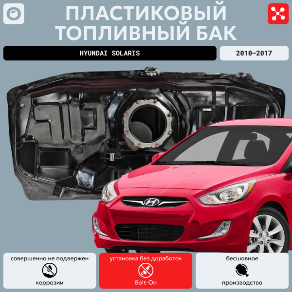 Купить Топливный бак Hyundai Solaris пластик 2010-2017 г.в. (bolt-on) Топливный бак Hyundai Solaris пластик 2010-2017 г.в. (bolt-on)
