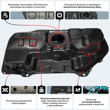 Топливный бак Kia Rio 2, 2005-2009 г.в. (антикоррозия)