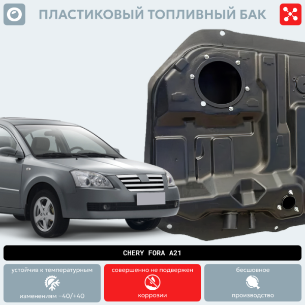 Купить Пластиковый бензобак Chery Fora A21 (BP) -  52 л. Пластиковый бензобак Chery Fora A21 (BP) -  52 л.