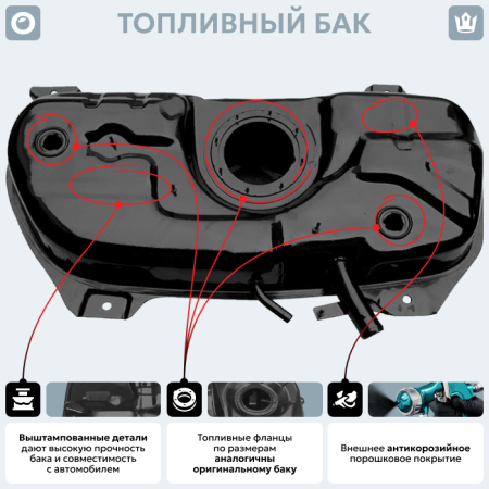 Топливный бак FIAT Fiorino, 2007-2016 г.в. (антикоррозия)