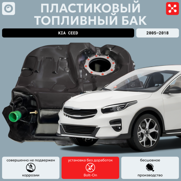 Купить Топливный бак Kia Ceed пластик (bolt-on) Топливный бак Kia Ceed пластик (bolt-on)
